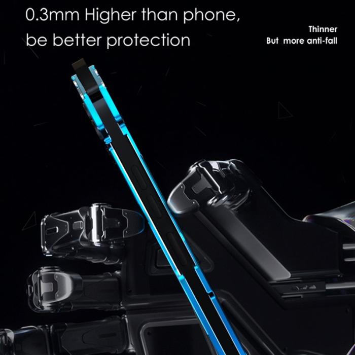 R-JUST - R-JUST iPhone 15 Plus Skal Aluminium Legering Anti-repor Silver+Blå