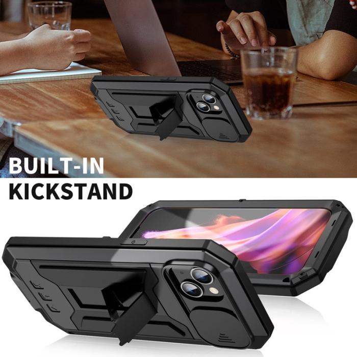 R-JUST - R-JUST iPhone 15 Plus Skal med Kickstand och Kameralock - Svart