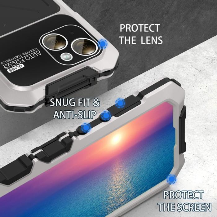 R-JUST - R-JUST iPhone 15 Plus Skal Shockproof Silikon+Metal Silver