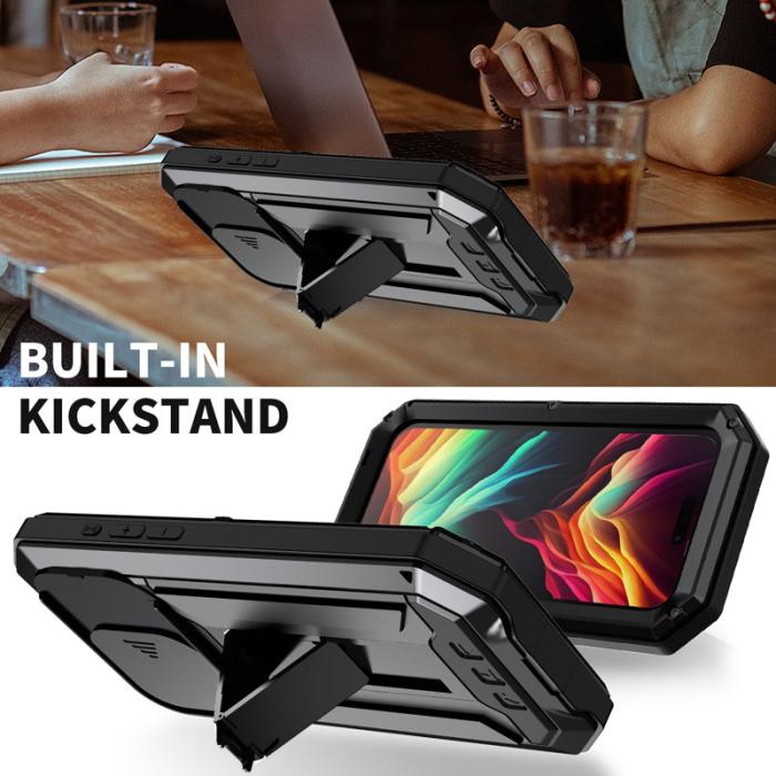 R-JUST - R-JUST iPhone 15 Pro Max Skal med Kamera Skydd och Kickstand - Svart