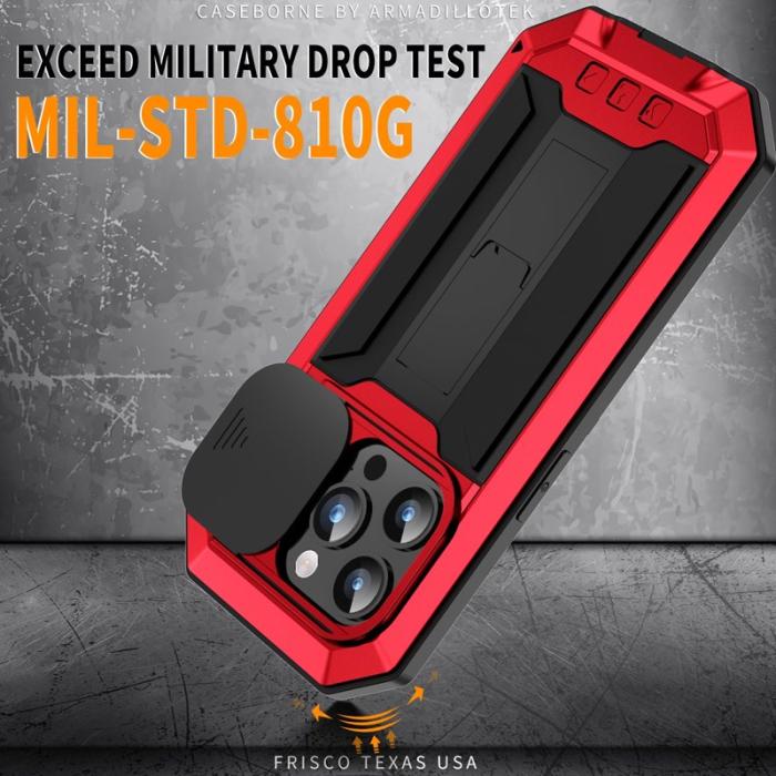 R-JUST - R-JUST iPhone 15 Pro Max Skal med Kamera Skydd Röd