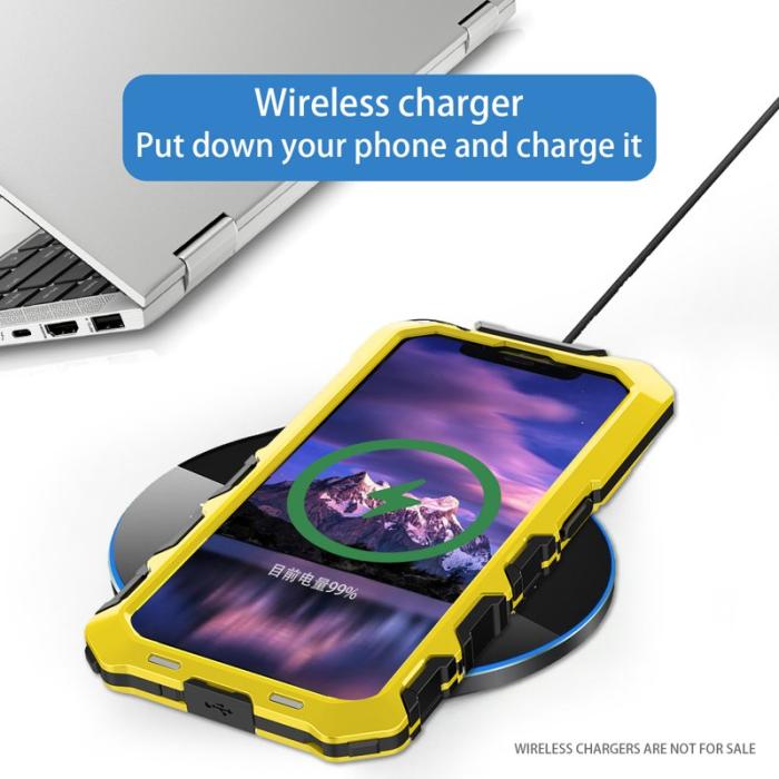 R-JUST - R-JUST iPhone 15 Pro Max Skal Silicone+Metal Anti-drop Gul