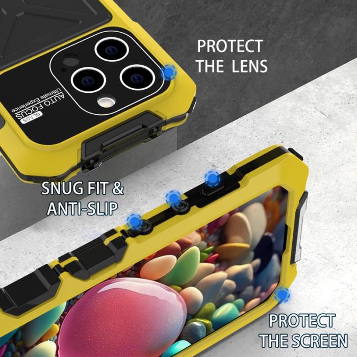 R-JUST - R-JUST iPhone 15 Pro Max Skal Silicone+Metal Anti-drop Gul