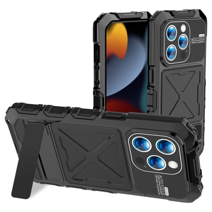 R-JUST - R-JUST iPhone 15 Pro Max Skal Silikon+Metal Anti-drop Svart