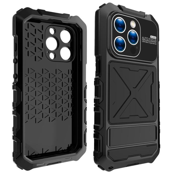 R-JUST - R-JUST iPhone 15 Pro Max Skal Silikon+Metal Anti-drop Svart