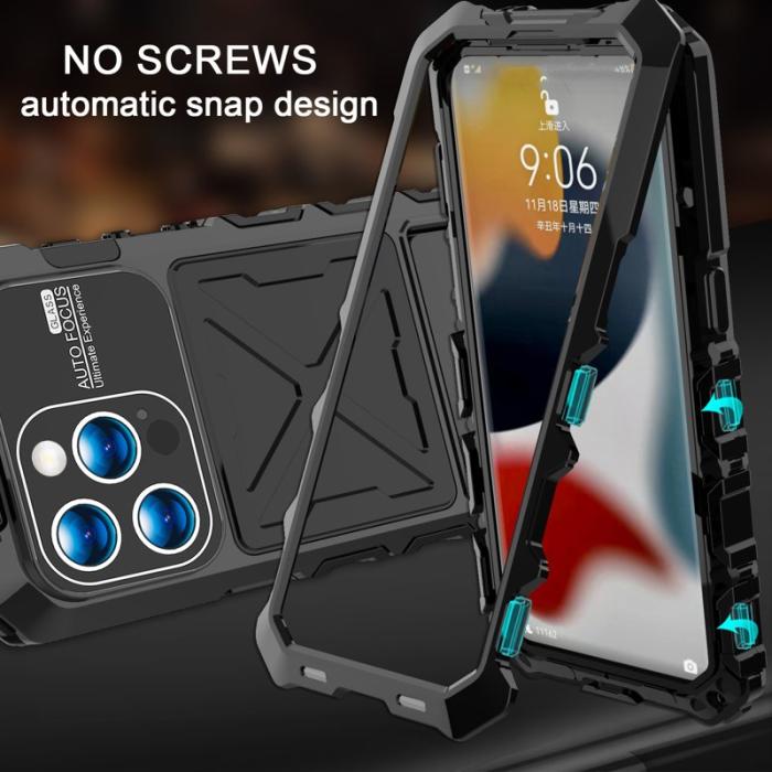 R-JUST - R-JUST iPhone 15 Pro Max Skal Silikon+Metal Anti-drop Svart