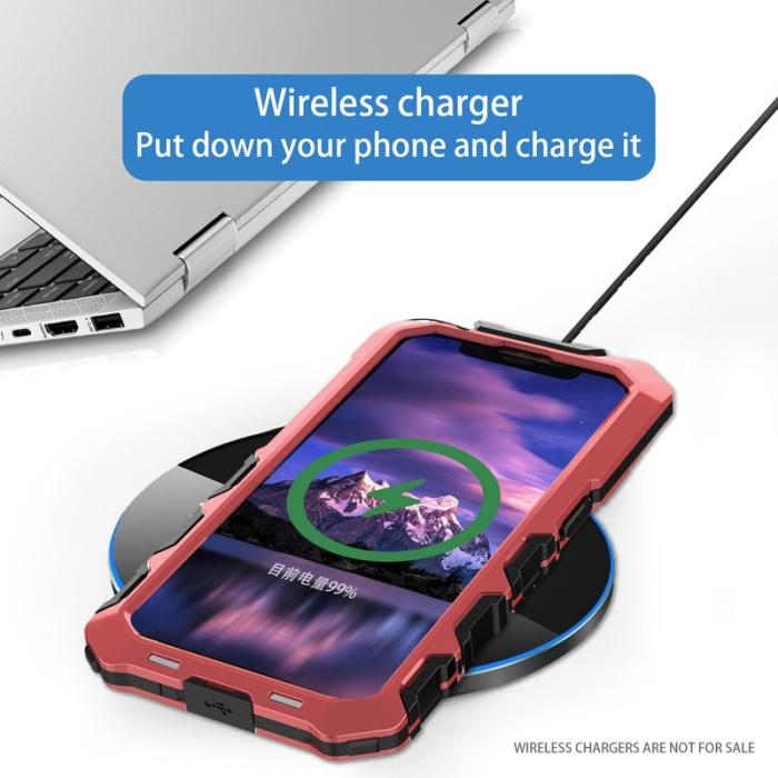 R-JUST - R-JUST iPhone 15 Pro Max Skal Silikon+Metall Anti-drop Röd