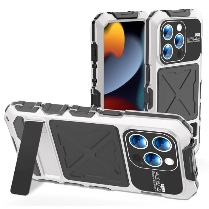 R-JUST - R-JUST iPhone 15 Pro Max Skal Silikon+Metall Anti-drop Silver