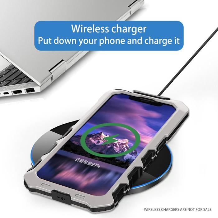 R-JUST - R-JUST iPhone 15 Pro Skal Fallskydd Silikon+Metal Silver