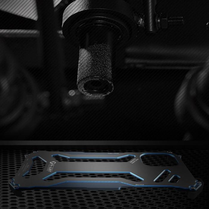 R-JUST - R-JUST iPhone 15 Skal Metall Hål Design Stötsäker Silver+Blå