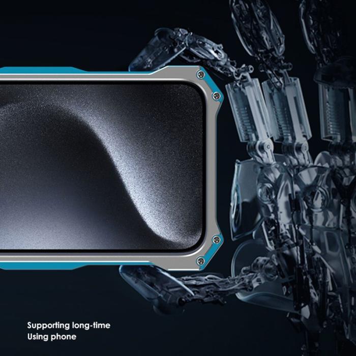 R-JUST - R-JUST iPhone 15 Skal Metall Hål Design Stöttålig Svart