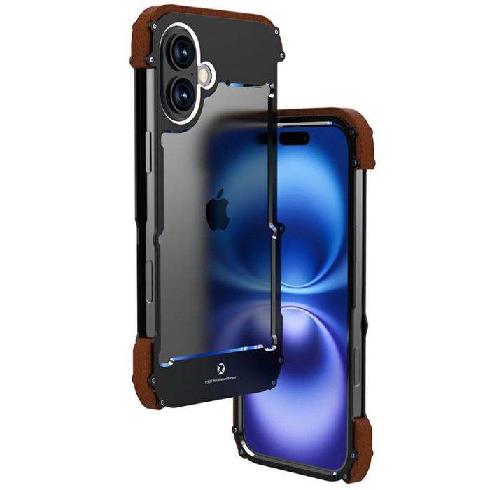 R-JUST - R-JUST iPhone 16 Plus Bumper Case Aluminium + Redwood Röd