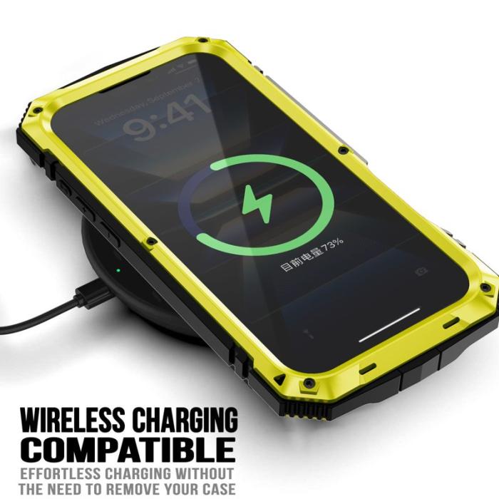 R-JUST - R-JUST iPhone 16 Skal PC+Silicone+Metal Kickstand Gult