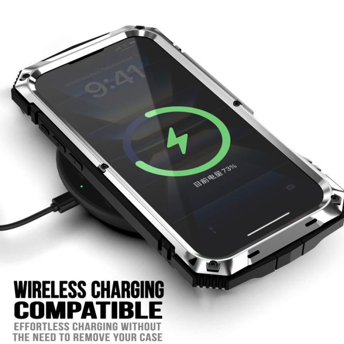 R-JUST - R-JUST iPhone 16 Skal PC+Silicone+Metal Ställ Silver