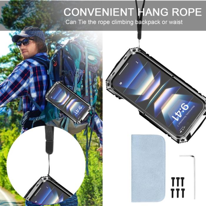 R-JUST - R-JUST iPhone 16 Skal PC+Silicone+Metal Ställ Silver