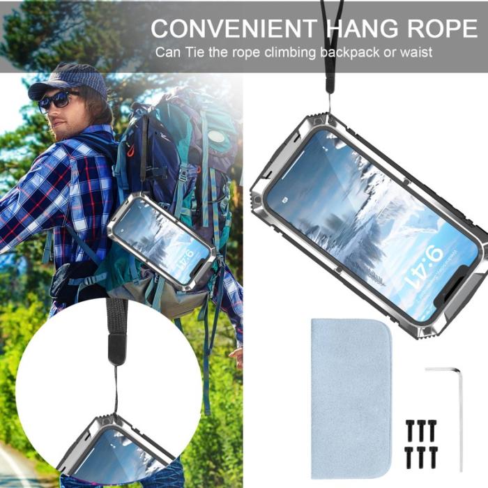 R-JUST - R-JUST iPhone 16e Skal PC + Silikon + Metall Ställ - Silver