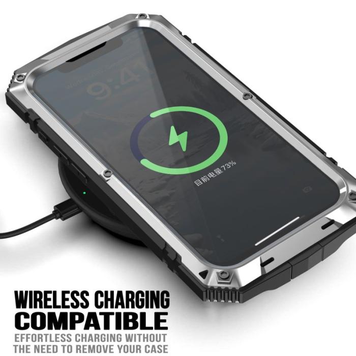 R-JUST - R-JUST iPhone 16e Skal PC + Silikon + Metall Ställ - Silver