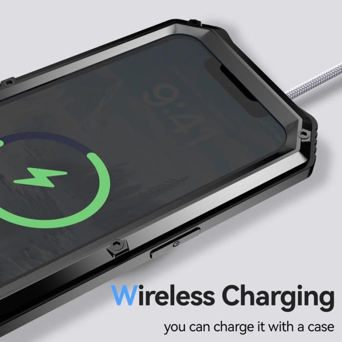 R-JUST - R-JUST iPhone 16e Skal PC + Silikon + Metall Ställ - Svart