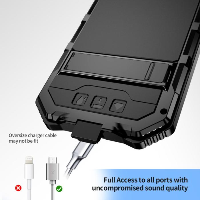 R-JUST - R-JUST iPhone 16e Skal PC + Silikon + Metall Ställ - Svart
