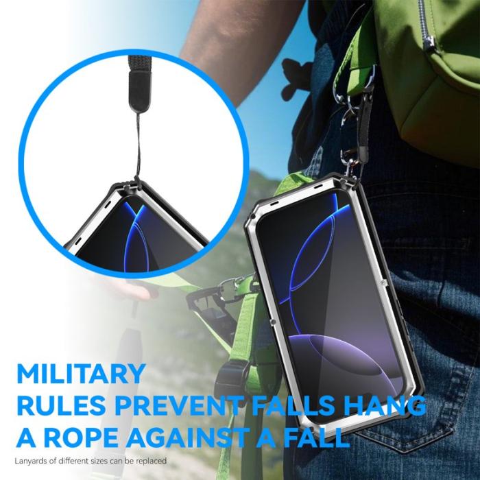 R-JUST - R-JUST iPhone 17 Pro Max Skal PC + Silikon + Metall Ställ - Silver