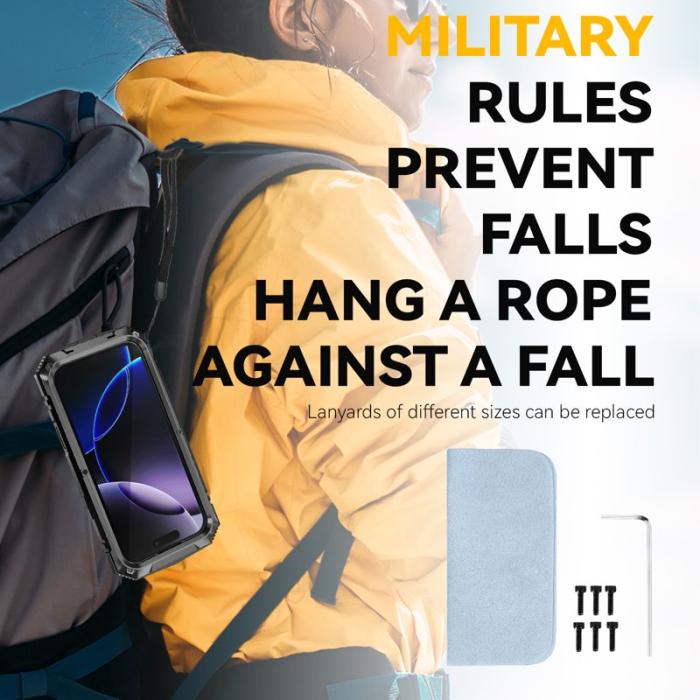 R-JUST - R-JUST iPhone 17 Pro Max Skal PC + Silikon + Metall Ställ - Svart