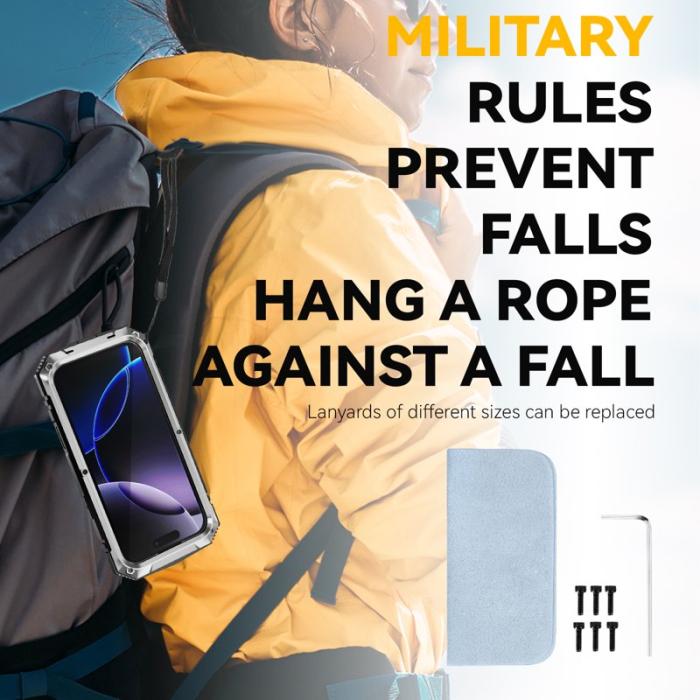 R-JUST - R-JUST iPhone 17 Pro Skal PC + Silikon + Metall Ställ - Silver