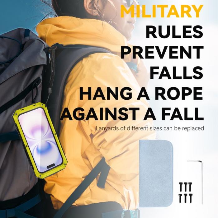 R-JUST - R-JUST iPhone 17 Skal PC + Silikon + Metall Ställ - Gul