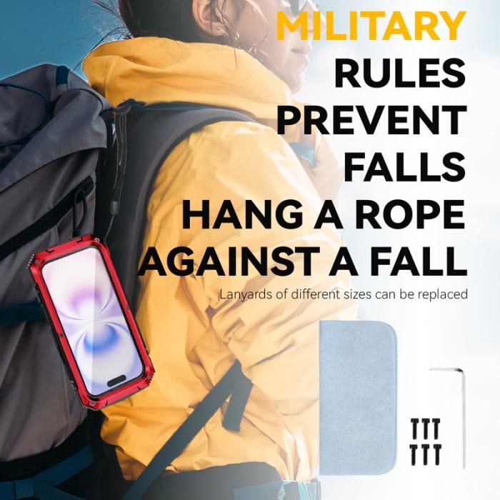 R-JUST - R-JUST iPhone 17 Skal PC + Silikon + Metall Ställ - Röd