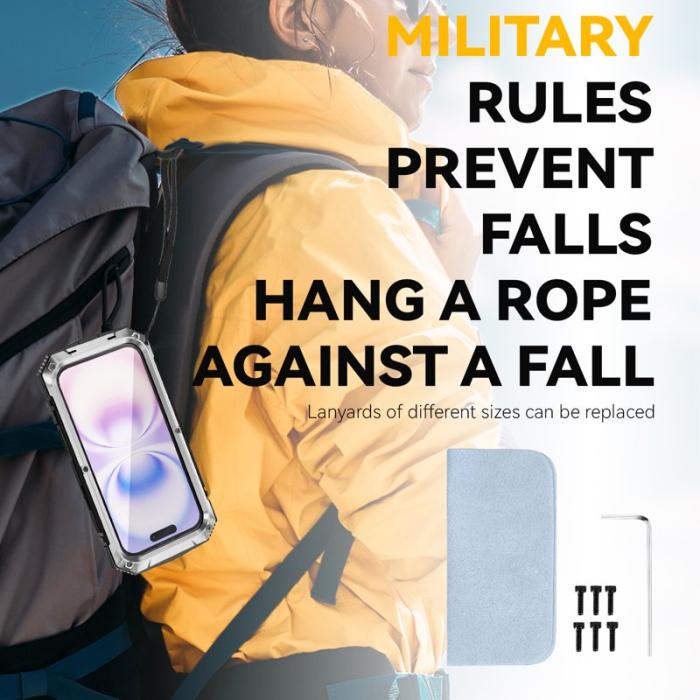 R-JUST - R-JUST iPhone 17 Skal PC + Silikon + Metall Ställ - Silver