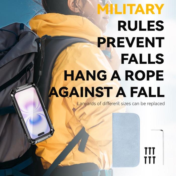 R-JUST - R-JUST iPhone 17 Skal PC + Silikon + Metall Ställ - Svart