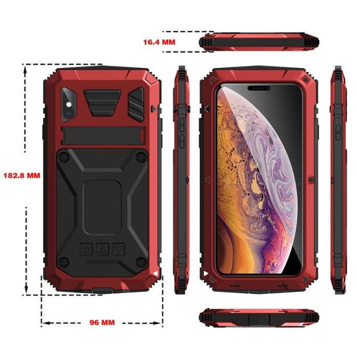 R-JUST - R-JUST iPhone XS Max Skal Hybrid Röd Drop-proof Waterproof