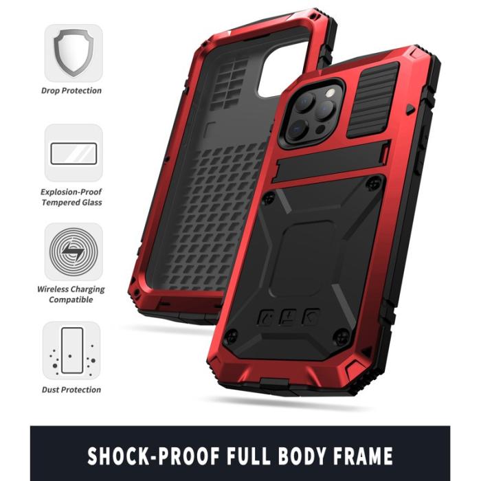 R-JUST - R-JUST Kickstand Slim Armor Fodral iPhone 13 Röd Silikon PC