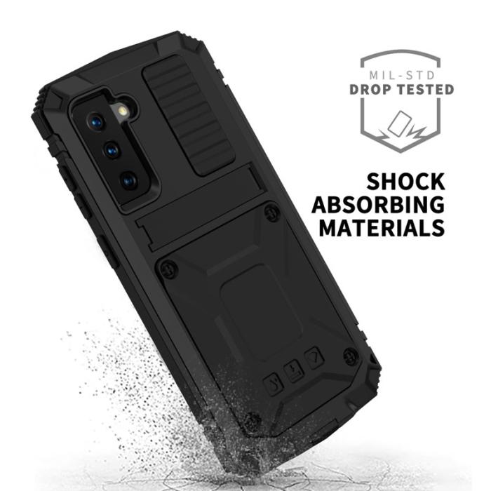 R-JUST - R-JUST Kickstand TPU+Metal Skyddsfodral för Galaxy S21 - Svart