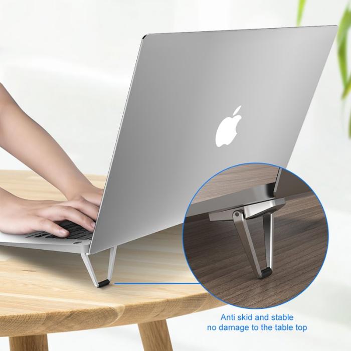 R-JUST - R-JUST Laptop Ställ Aluminium Legering Fällbar Sköldform Silver