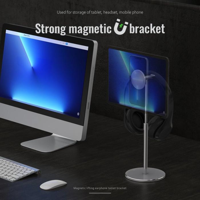 R-JUST - R-JUST PB04-13 Justerbar Magnetisk Tablet/Telefon Ställ Headset Hängare