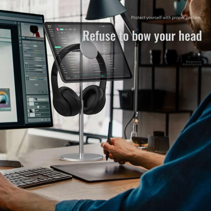 R-JUST - R-JUST PB04-13 Justerbar Magnetisk Tablet/Telefon Ställ Headset Hängare