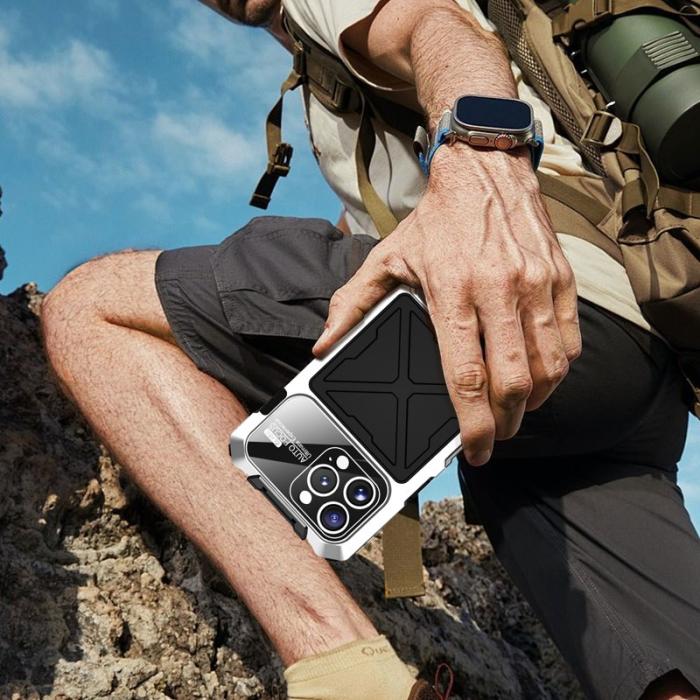 R-JUST - R-JUST RJ09-1 iPhone 16 Pro Max Skal Silikon+Aluminium Silver