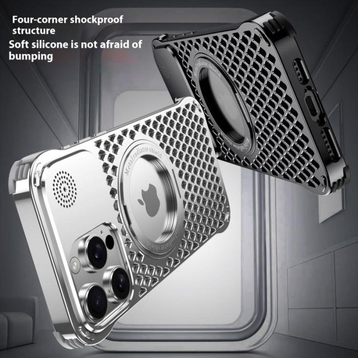 R-JUST - R-JUST RJ64 iPhone 14 Pro Skal Aluminium Silver Cooling Case