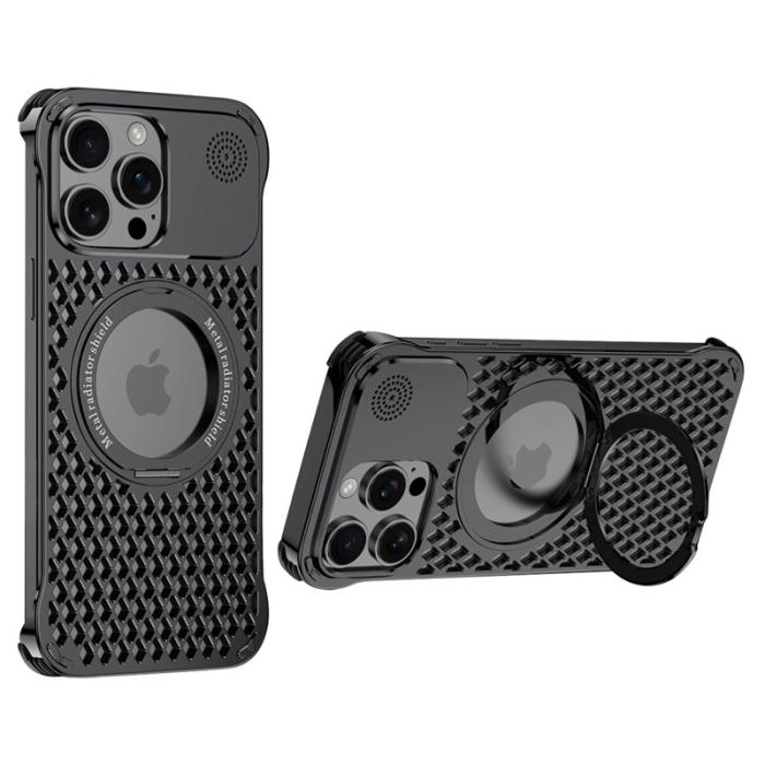 R-JUST - R-JUST RJ64 iPhone 15 Pro Max Skal Aluminium Svart Cooling