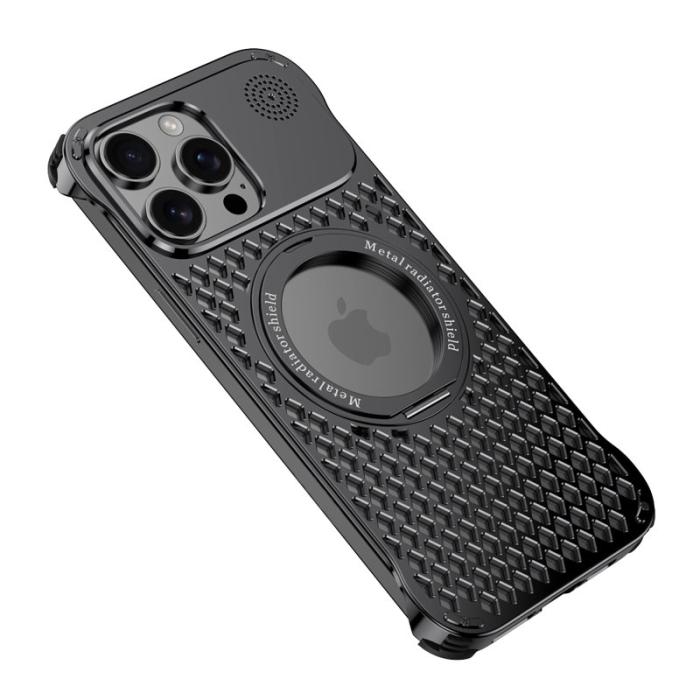 R-JUST - R-JUST RJ64 iPhone 15 Pro Skal Aluminium Svart med Ställ