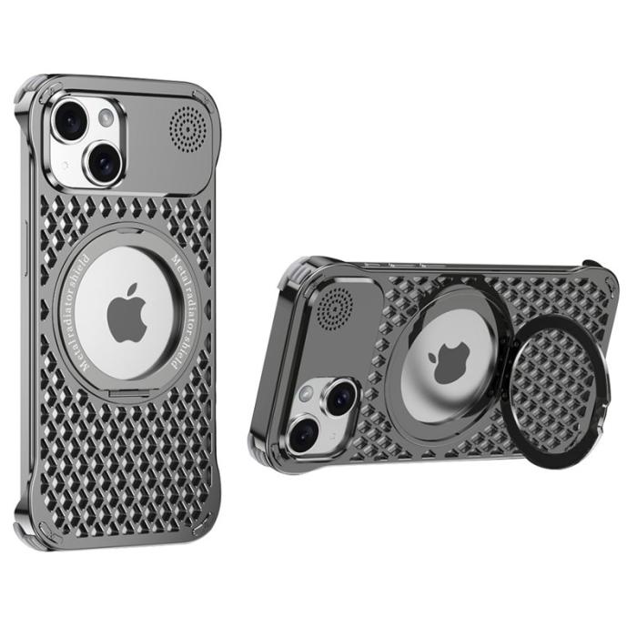R-JUST - R-JUST RJ64 iPhone 15 Skal Aluminium Grey Cooling Case