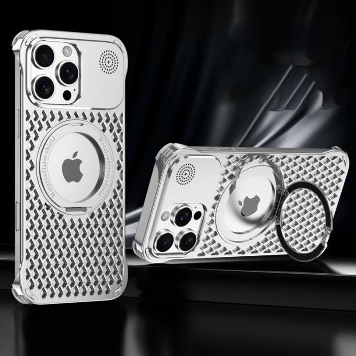 R-JUST - R-JUST RJ64 iPhone 16 Pro Skal Aluminium Silver Cooling Case