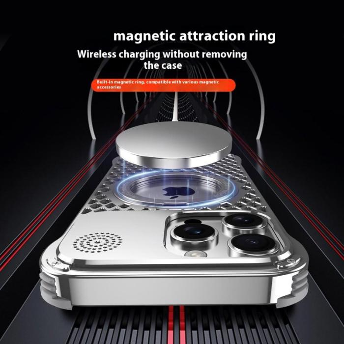 R-JUST - R-JUST RJ64 iPhone 16 Pro Skal Aluminium Silver Cooling Case