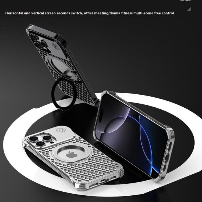 R-JUST - R-JUST RJ64 iPhone 16 Pro Skal Aluminium Silver Cooling Case