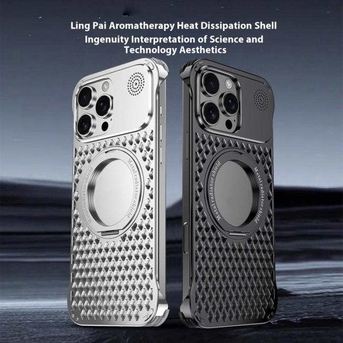 R-JUST - R-JUST RJ64 iPhone 16 Skal Aluminium Svart med Kickstand