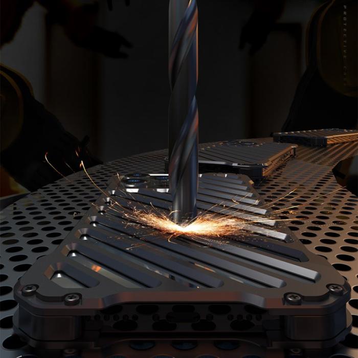 R-JUST - R-JUST RJ-50 Aluminium Armor Skal med Linsskydd för iPhone 13 Grå