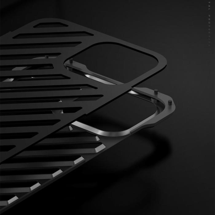 R-JUST - R-JUST RJ-50 Aluminium Armor Skal med Linsskydd för iPhone 13 Grå