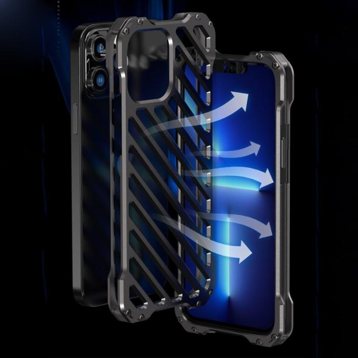 R-JUST - R-JUST RJ-50 Aluminium Bumper Skal för iPhone 13 Pro Max Svart
