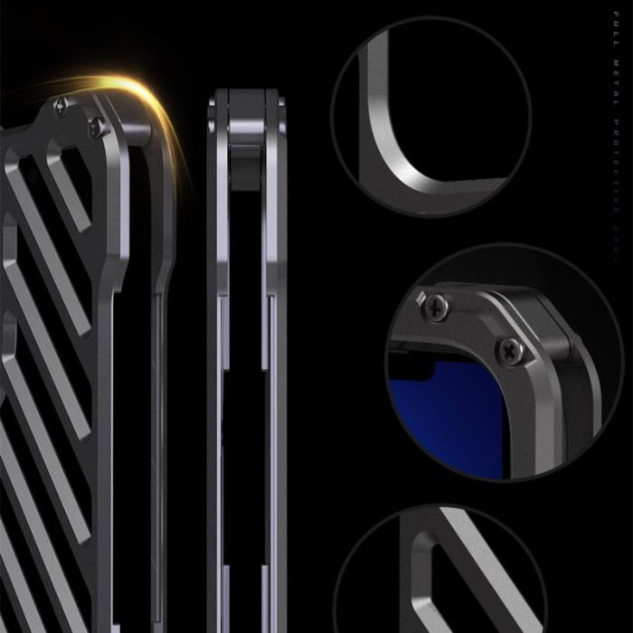 R-JUST - R-JUST RJ-50 Aluminium Skal med Linsskydd för iPhone 13 Pro Grå