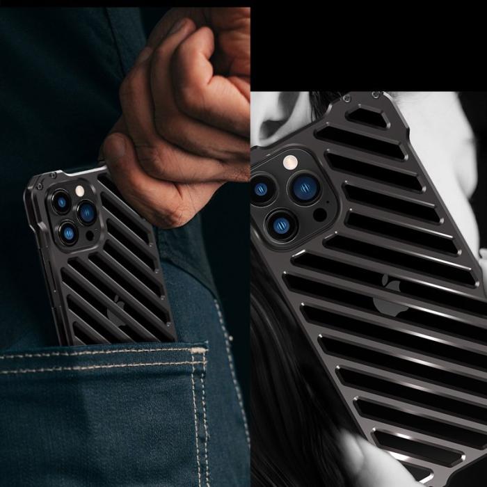R-JUST - R-JUST RJ-50 iPhone 14 Pro Skal Aluminium Alloy Svart